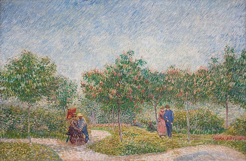 Verliefde paartjes in het park Voyer d'Argenson te Asnieres, 1887 Courting couples in the Voyer d'Argenson park in Asnieres, Vincent Van Gogh